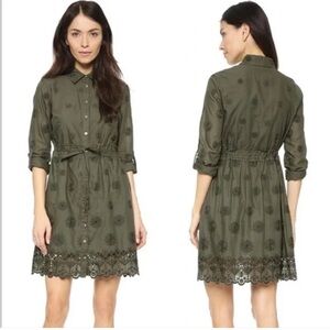 Diane Von Furstenberg Dark Green Lace Hem Dress